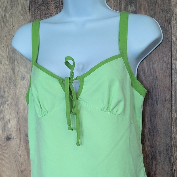 Vintage Reversible Lime Green Zip Up Sleeveless Floral Mini Dress 5 - Picture 3 of 13